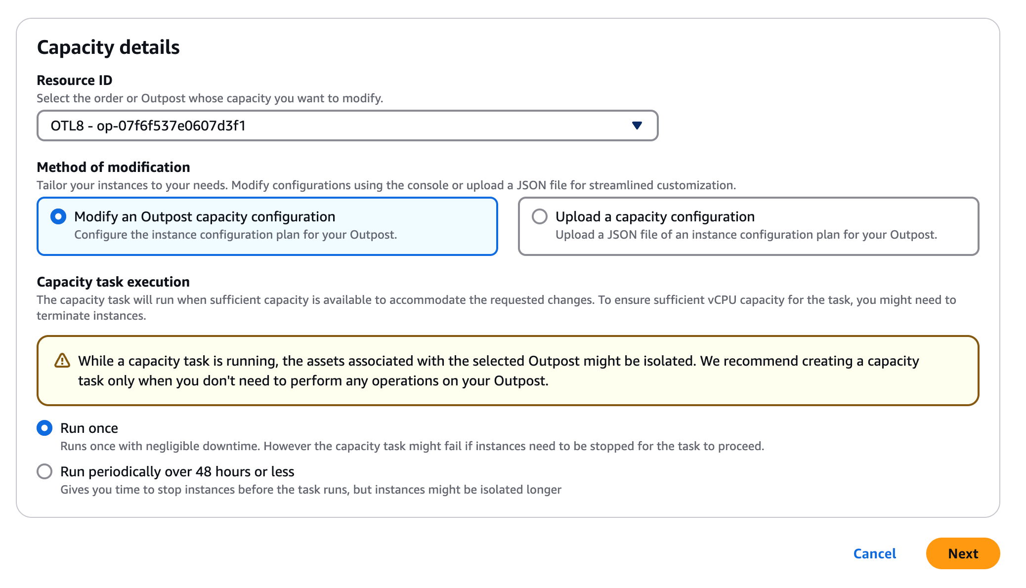 Figure 7 - Capacity Tasks web form