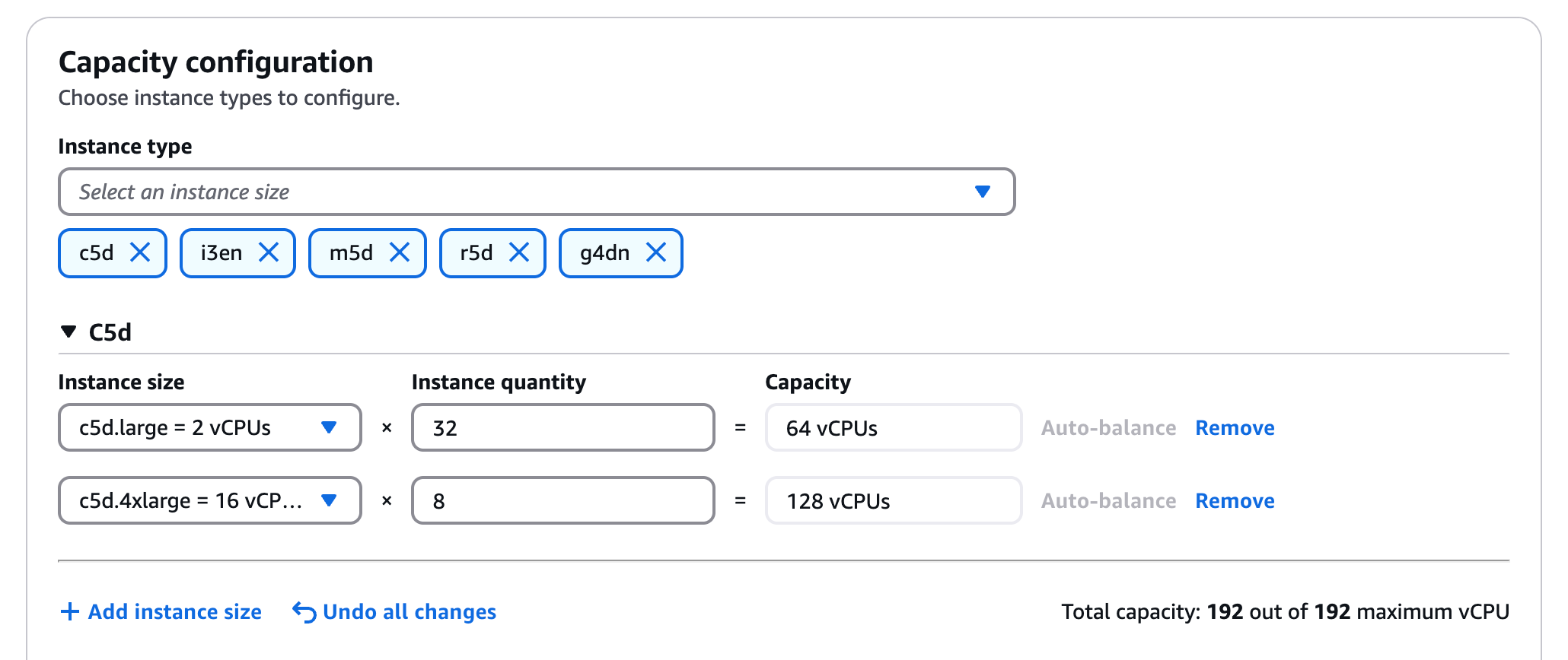Figure 8 - Modifying existing capacity configuration