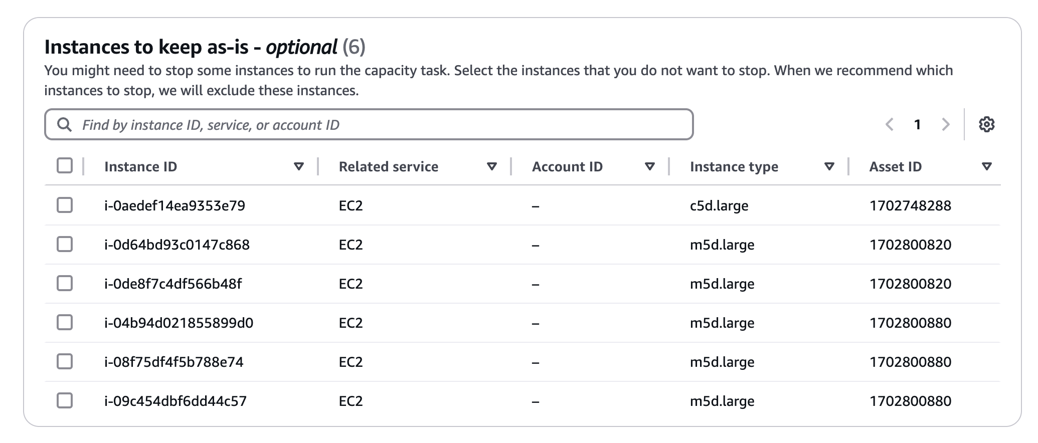 Figure 9 - Instances to keep as-is