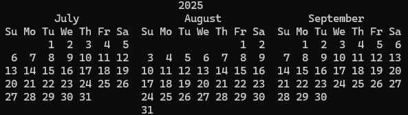 Figure 1: Serverless calendar Q3 2025