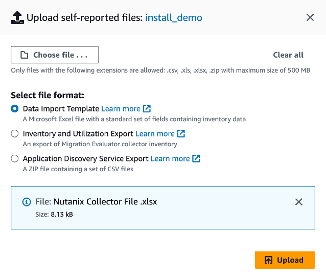 Figure 5 - Migration Evaluator upload