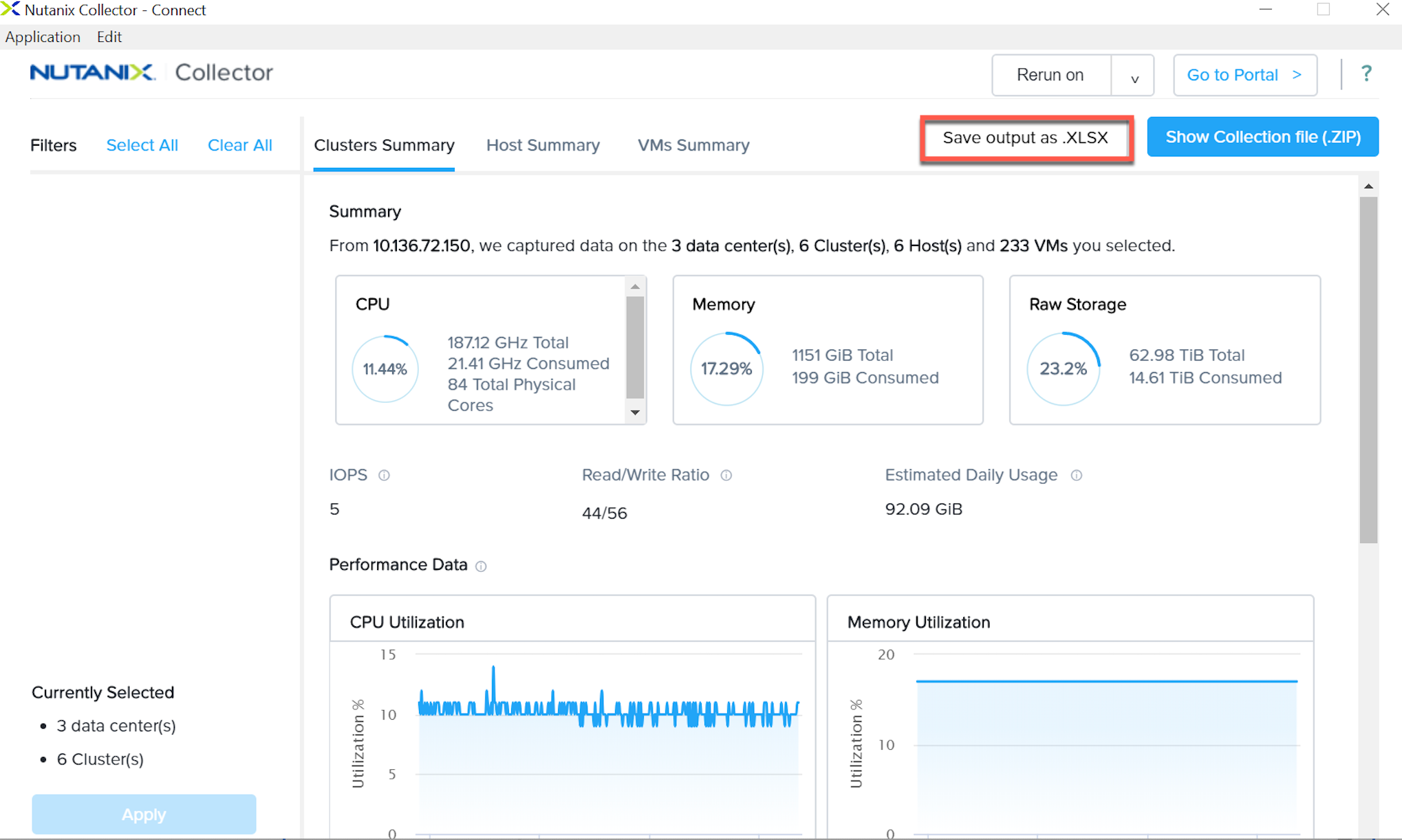 Figure 3 - Nutanix Collector output