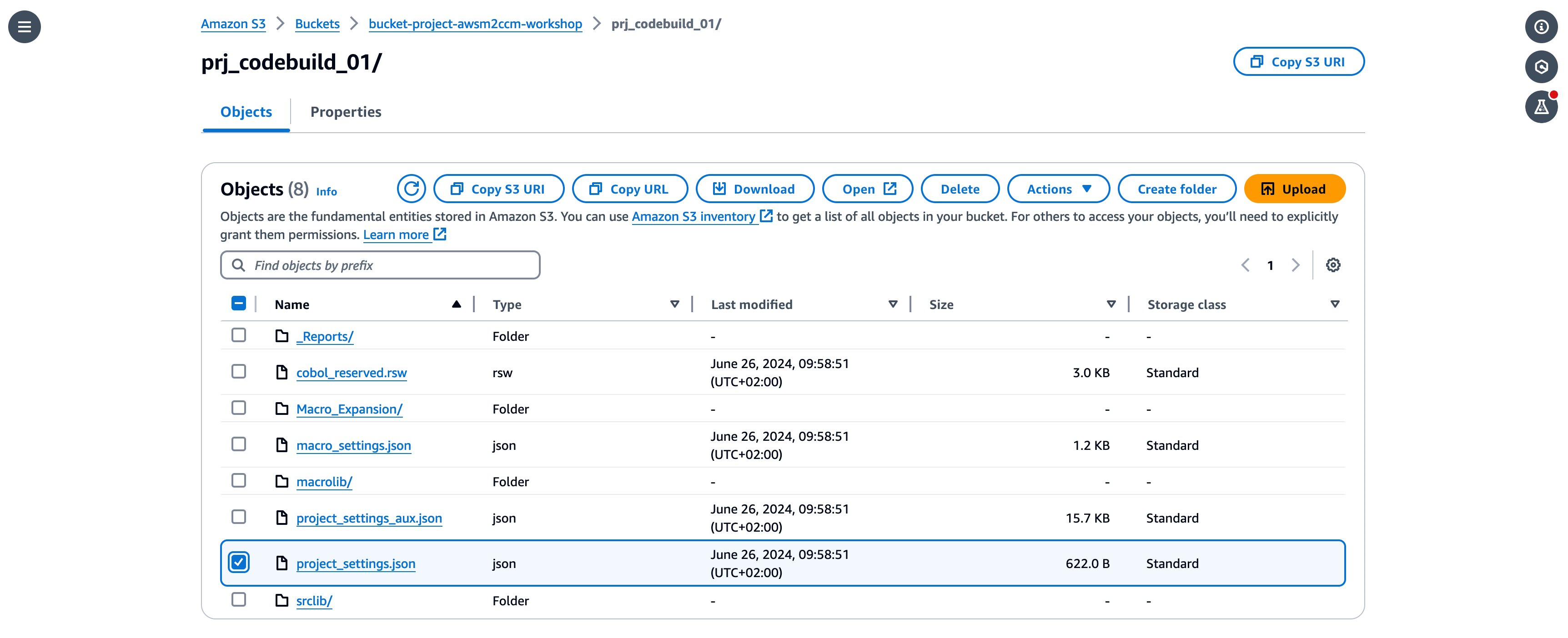 Figure 12 - Overview of the project to edit project_settings.json in S3 bucket.