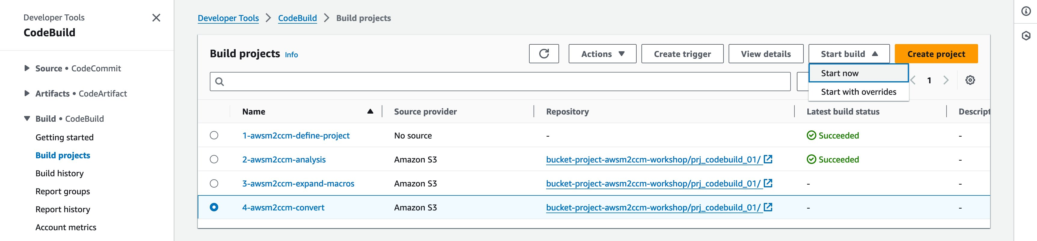 Figure 13 - Overview of the fourth step in the CodeBuild ready to be started.