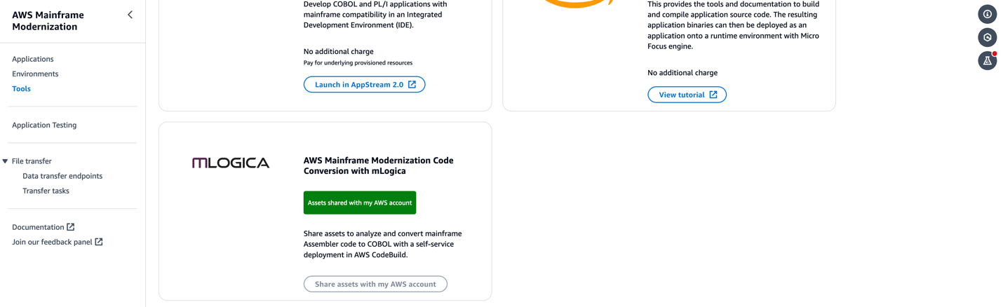 Figure 2- Self-registering process for AWS Mainframe Modernization Code Conversion service