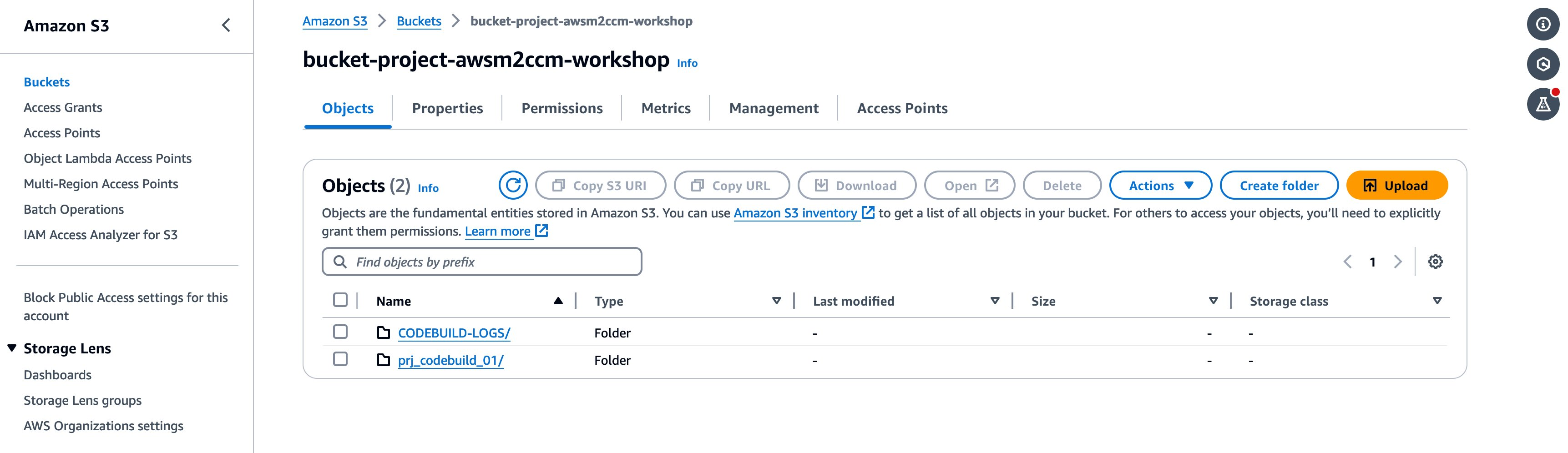 Figure 7- Overview of the generated output project folders in S3 Bucket.