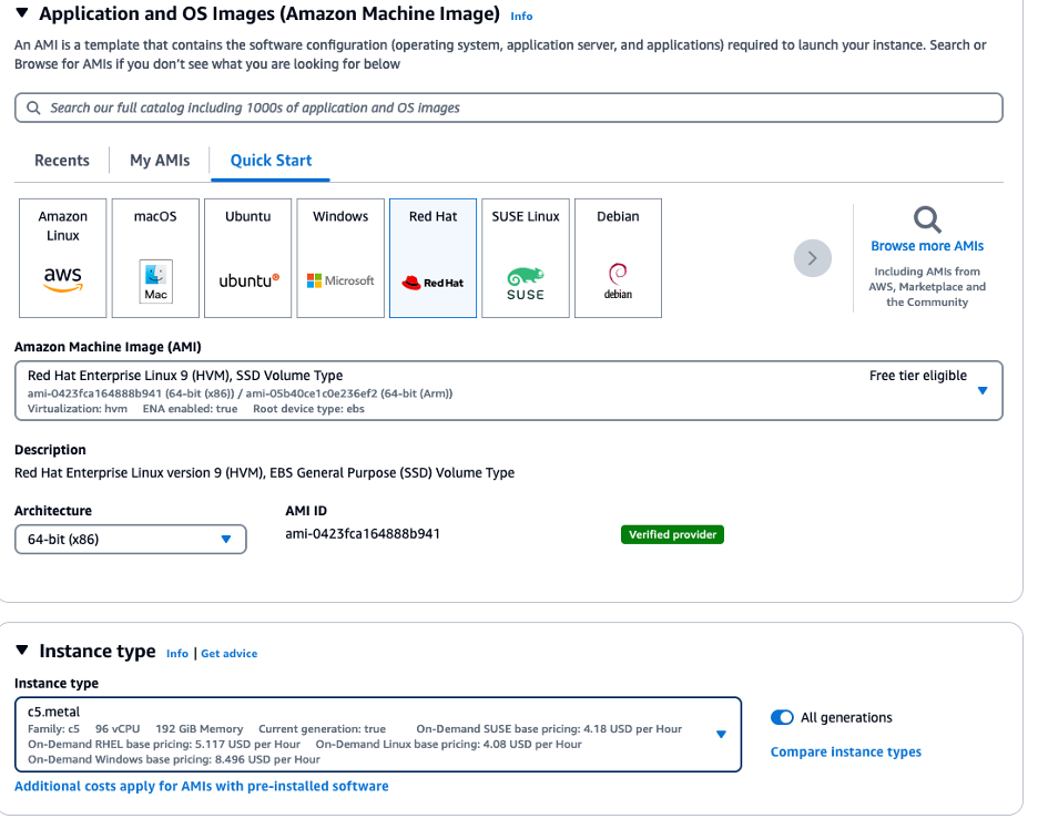 Amazon EC2 instance launch