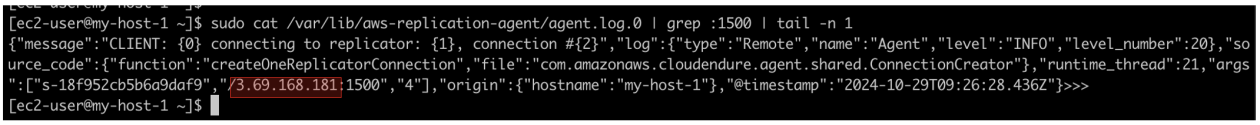 Figure 3: Agent log file inspection for latest replication server’s IP address