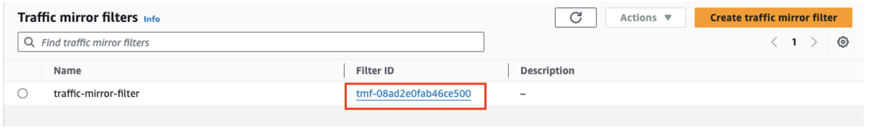Figure 9: Traffic mirror filter ID