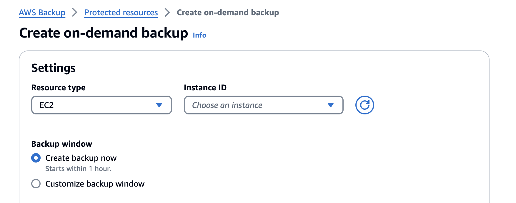 Creating on-demand Backup.
