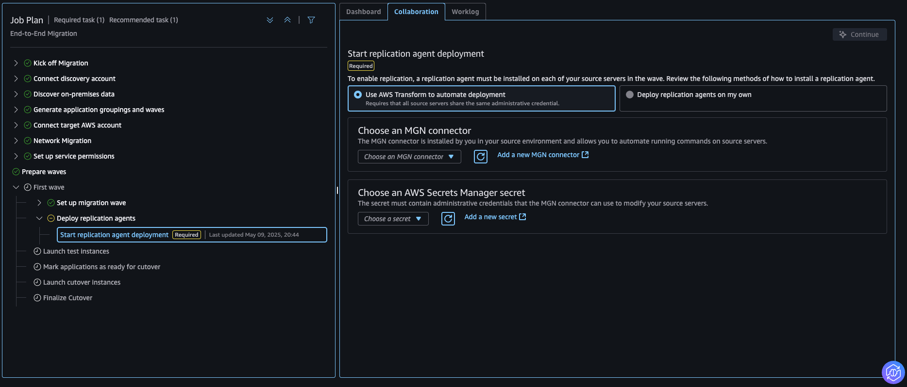 Methods of installing the AWS Replication Agent.