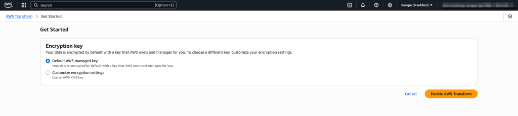 AWS Transform encryption
