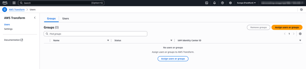 Add users to AWS Transform.