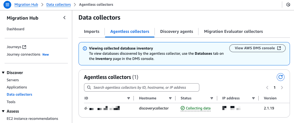 Agentless Collector status