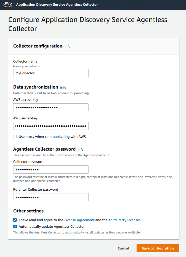 Configure Application Discovery Service Agentless Collector
