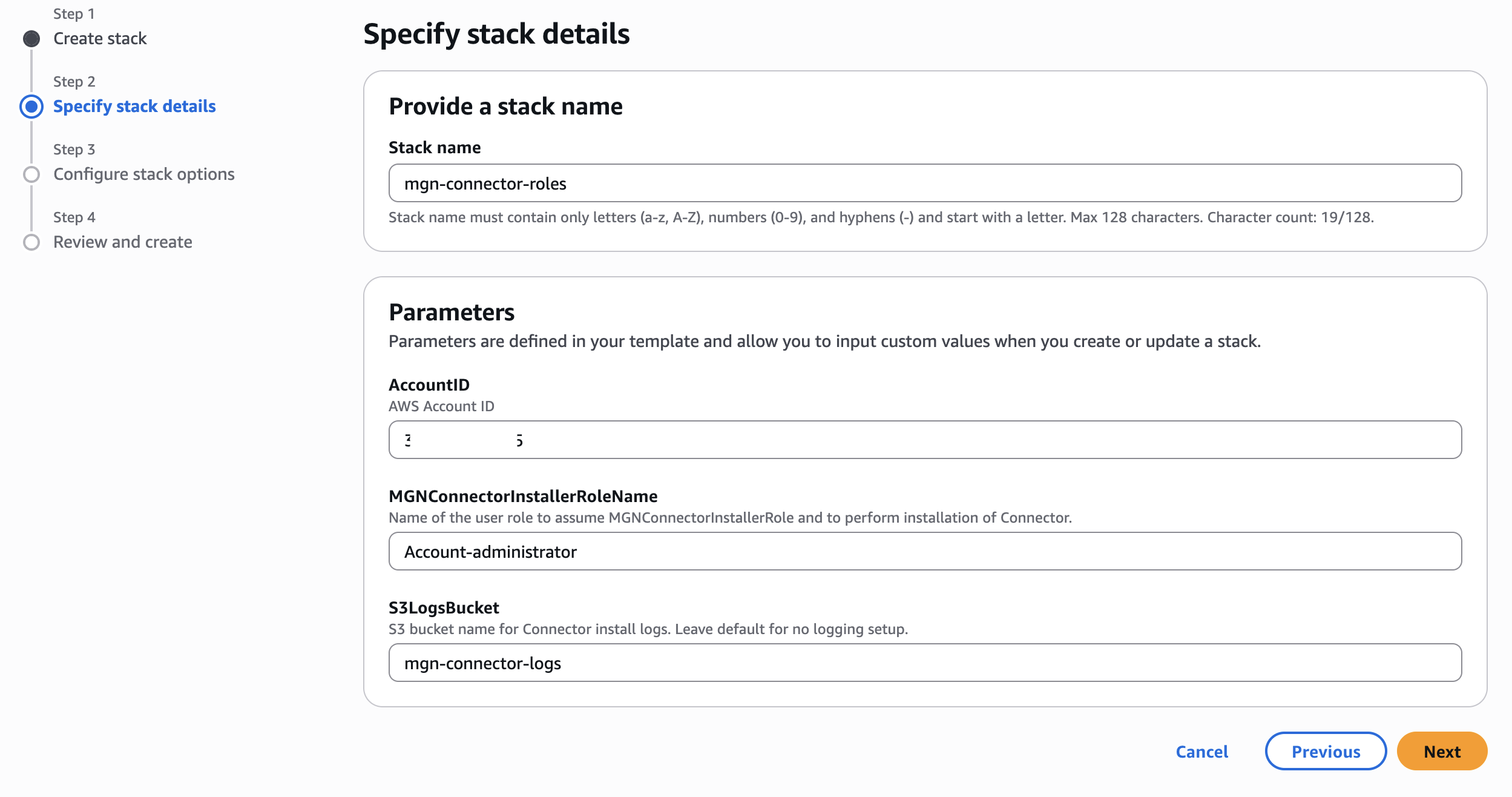 CloudFormation template for MGN Connector IAM roles