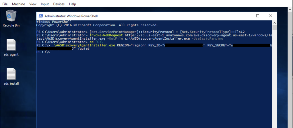 ADS Agent installation on source VM