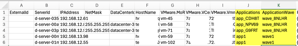 AWS Transform wave planning csv file