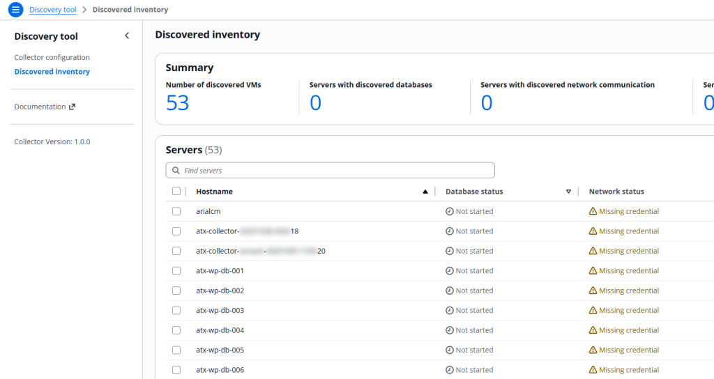 The Discovered inventory screen showing a list of all discovered virtual machines.