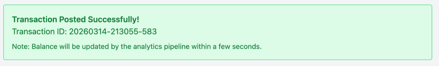Deployed Solution: Confirmation for a saved transaction