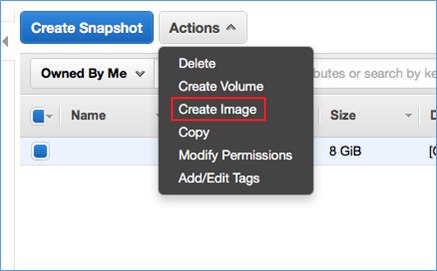Screenshot of choosing Create Image