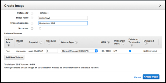 Screenshot of creating the image