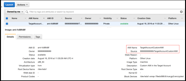 Screenshot of locating the custom AMI