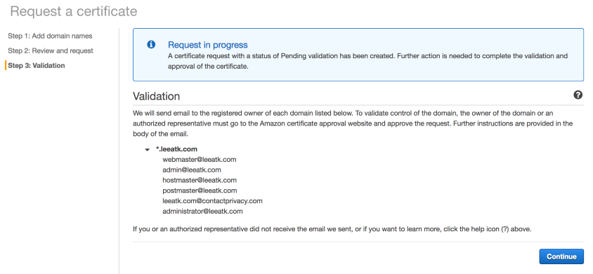 List of email addresses to which the email with verification link will be sent