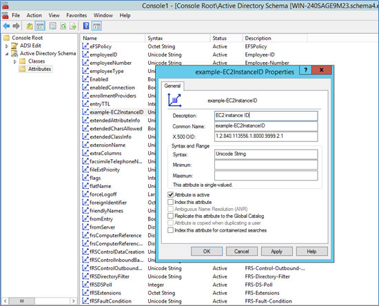 Screenshot showing the example-EC2InstanceID attribute