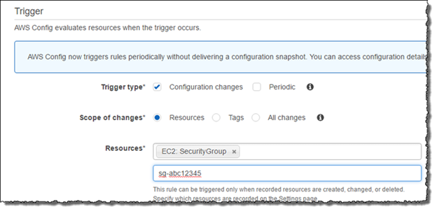 Screenshot of the trigger's configuration settings
