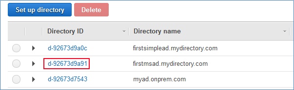 Screenshot of choosing Microsoft AD Directory ID link