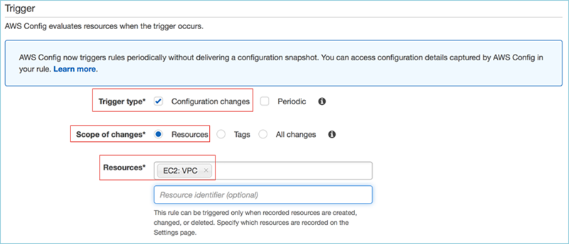 Screenshot of setting the trigger type