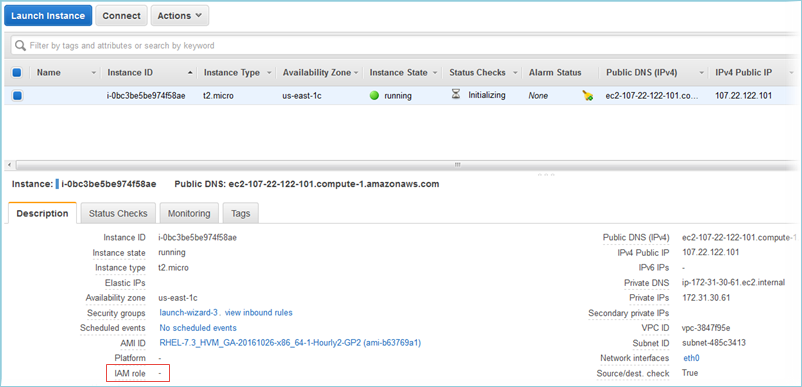 Screenshot of the IAM role value being empty Screenshot of the IAM role value being empty