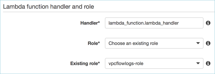 Screenshot of configuring the handler and role