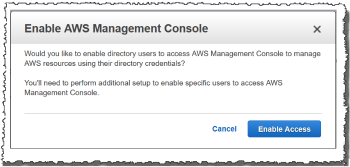 Screenshot of choosing Enable Access