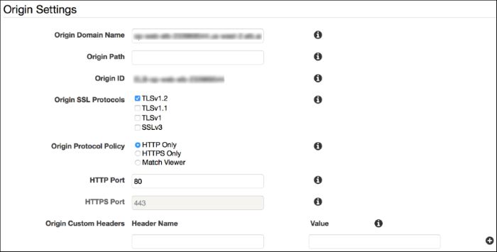 Screenshot of an example CloudFront distribution