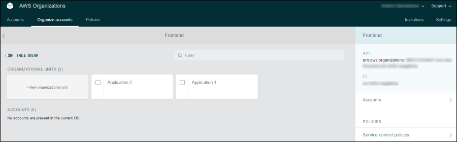 Screenshot of the console with the tree view hidden