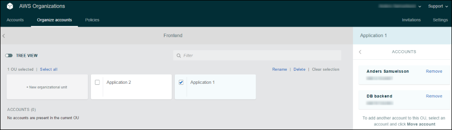 Screenshot showing the accounts in the OU