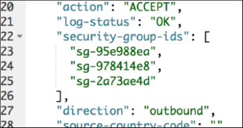 Screenshot showing raw log data