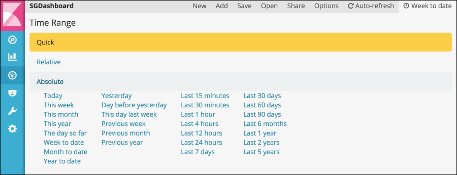 Screenshot of changing the time range