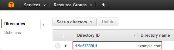 Screenshot of choosing the Directory ID