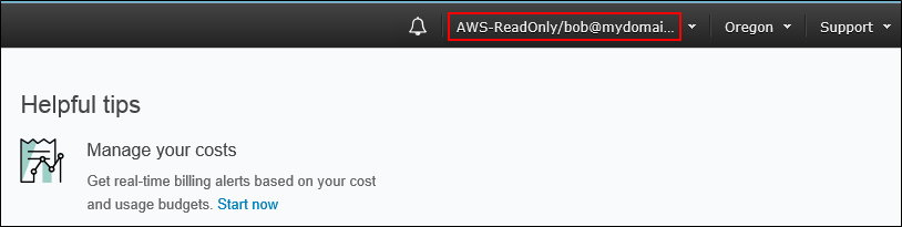 Screenshot showing Bob's email address as part of the role session name
