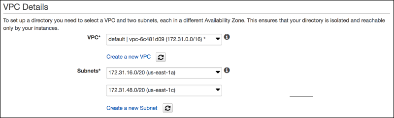 Screenshot of the VPC details to provide