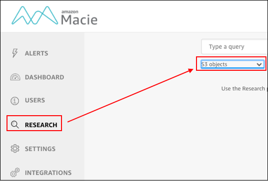 Screenshot of choosing "S3 objects" from the drop-down list menu
