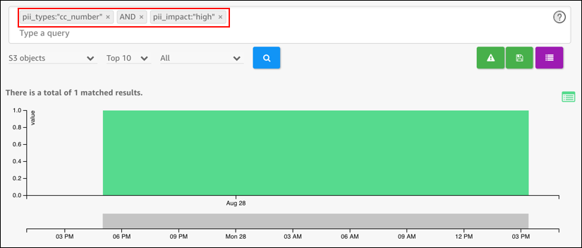 Screenshot of refining the query for high priority events