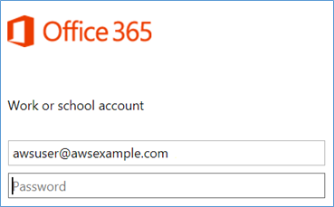 Screenshot of signing in with the AWS Microsoft AD user account