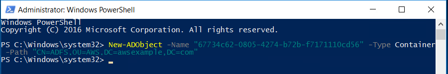 Screenshot of the Windows PowerShell command