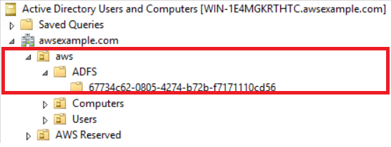 Screenshot showing the successful creation of the ADFS and GUID containers