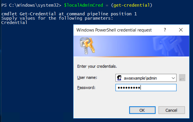 Screenshot of entering the credentials of the Admin user