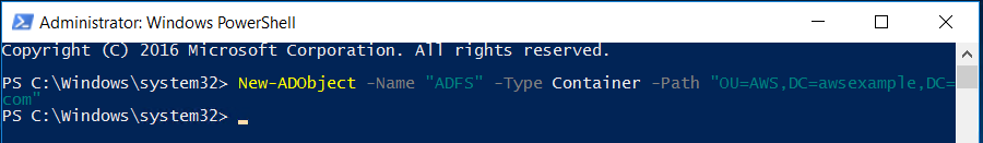 Screenshot of the Windows PowerShell command